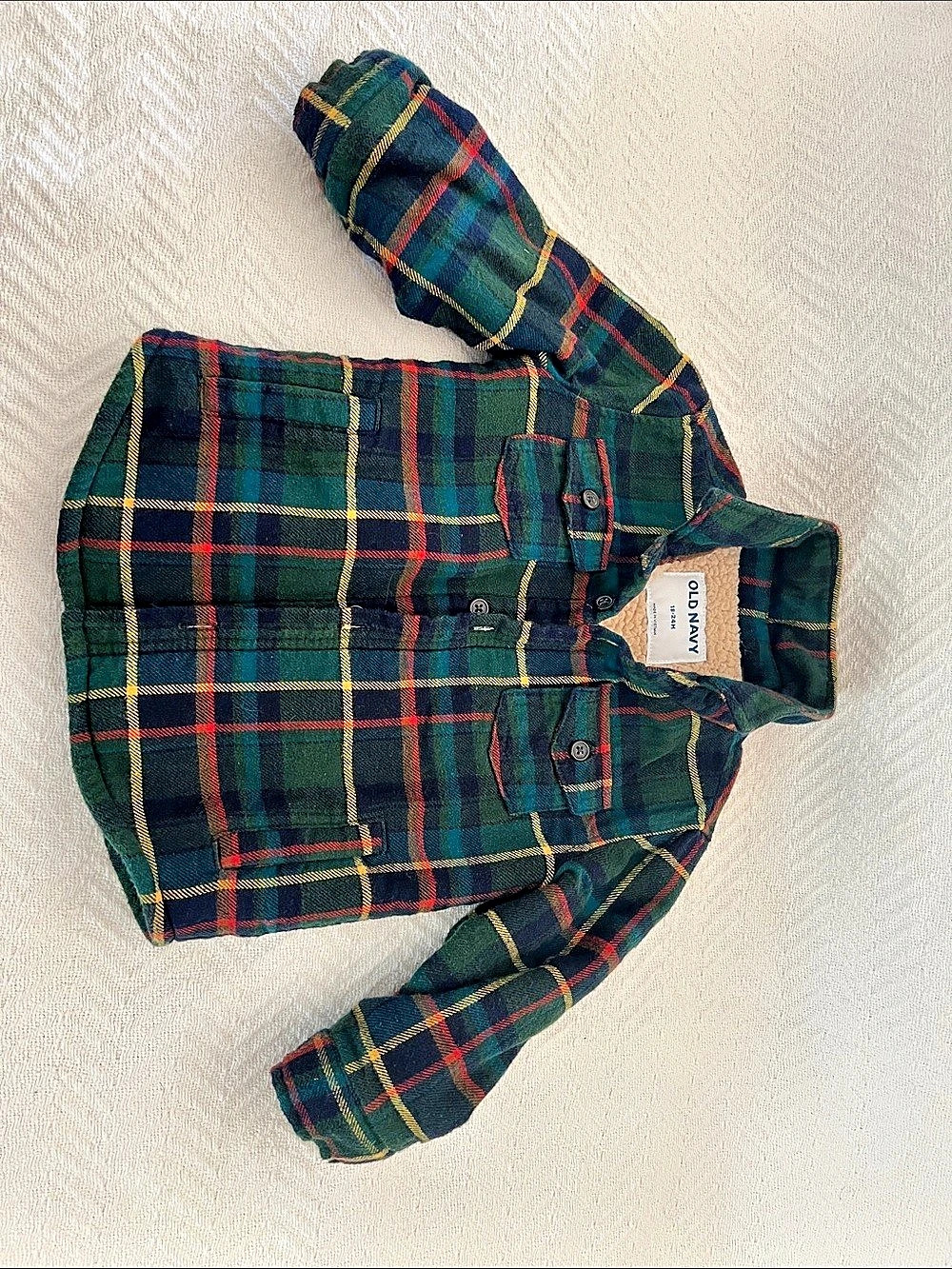 Old Navy Sherpa-Lined Plaid Shacket Baby 18-24M